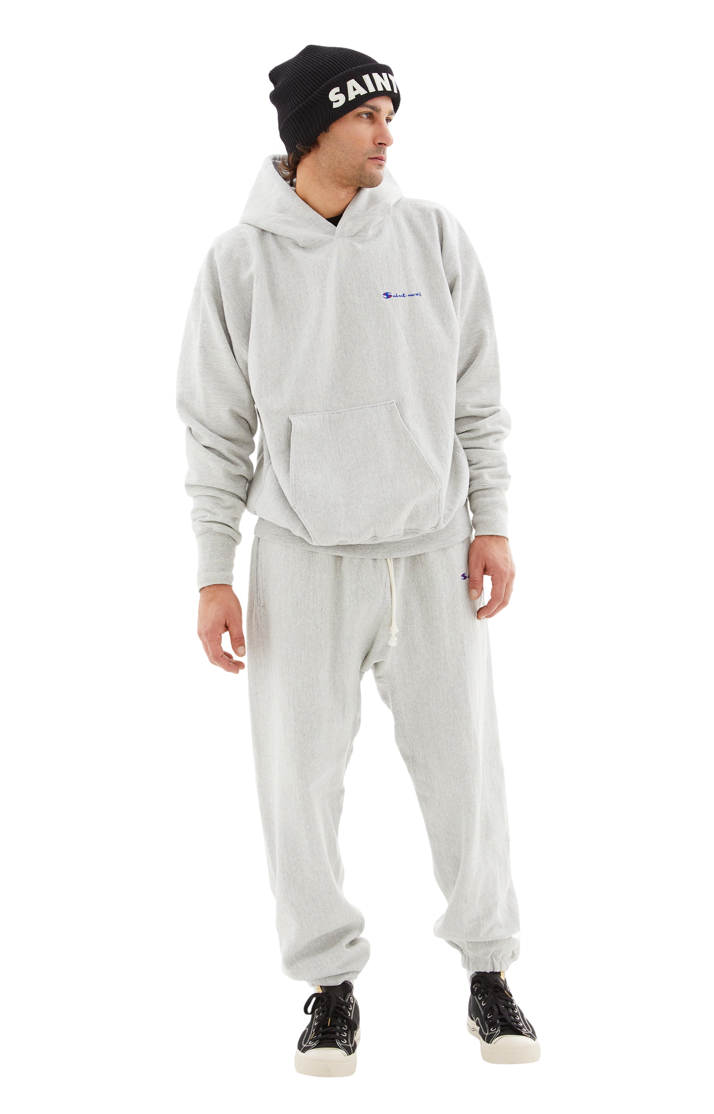 SAINT MICHAEL◆HOODIE LOGO GRAY/GREEN プルオーバーフーディー Saint Michael Logo Hoodie - Grey | Garmentory