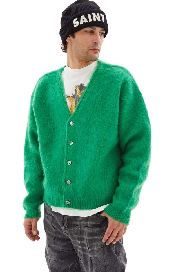 Saint Michael SM Mohair Cardigan - Green | Garmentory
