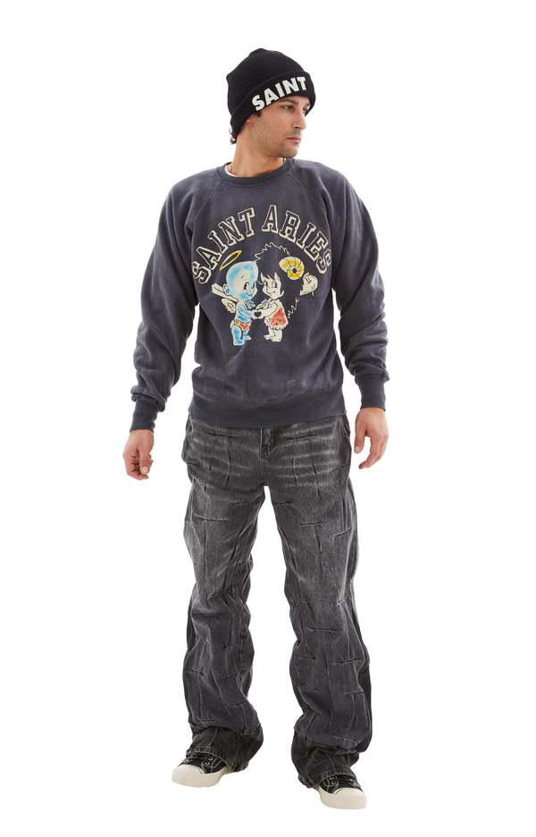 Saint Michael St. Aries Crew Neck Sweatshirt - Black | Garmentory