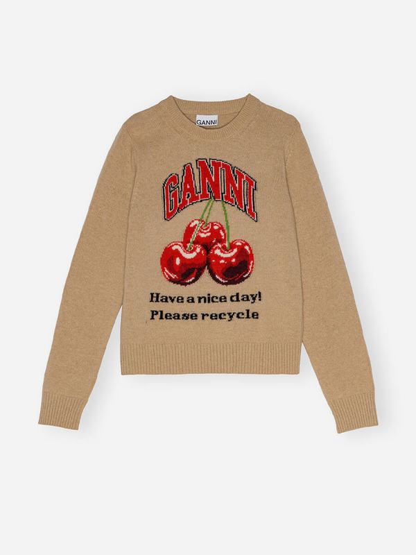 Ganni Graphic Cherry O-neck Pullover | Garmentory