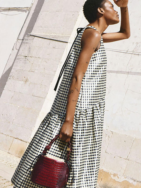 Ganni Jacquard Midi Dress - Shiny Check | Garmentory