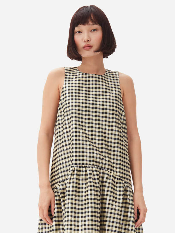 ganni shiny check jacquard midi dress Shiny Check Jacquard Midi Dress
