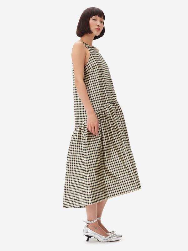 Ganni Jacquard Midi Dress - Shiny Check | Garmentory