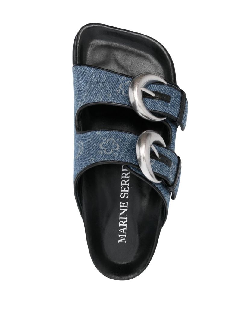 MARINE SERRE Regenerated Denim Monogram Sandal - Medium Dark