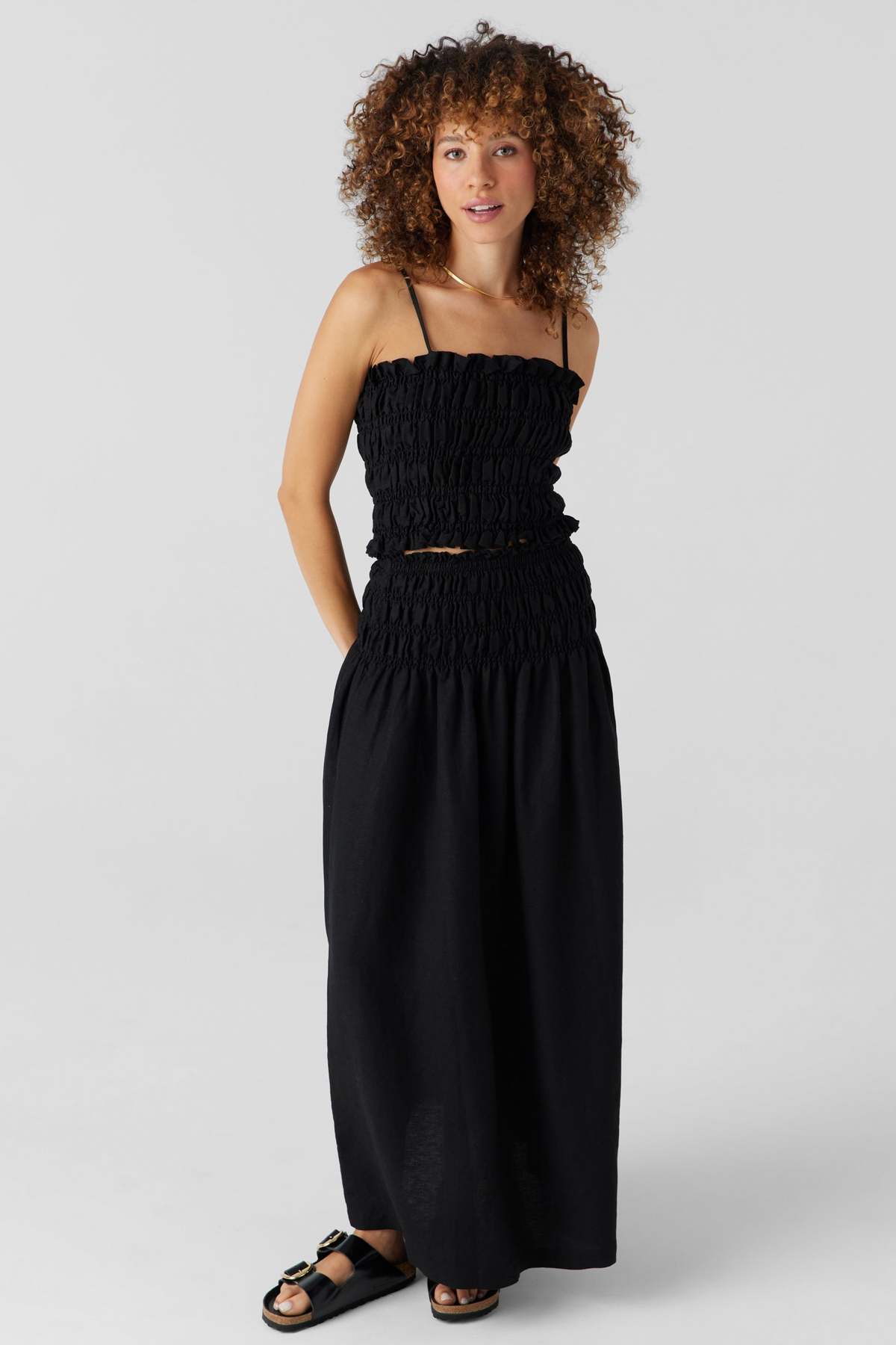 sol angeles Emmy Linen Smocked Maxi Skirt | Garmentory