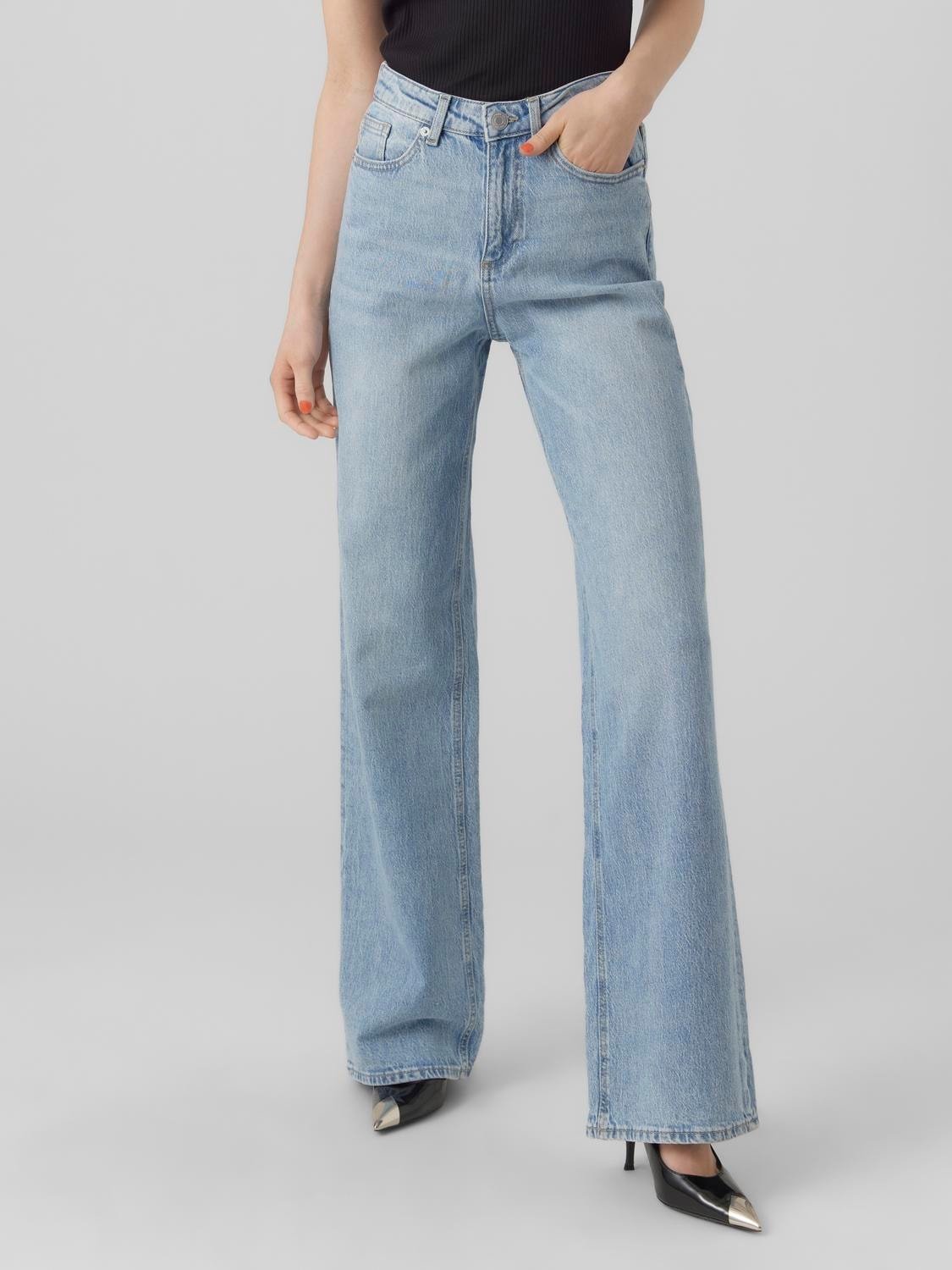 VERO MODA TESSA HIGH RISE WIDE LEG JEANS - BLUE | Garmentory