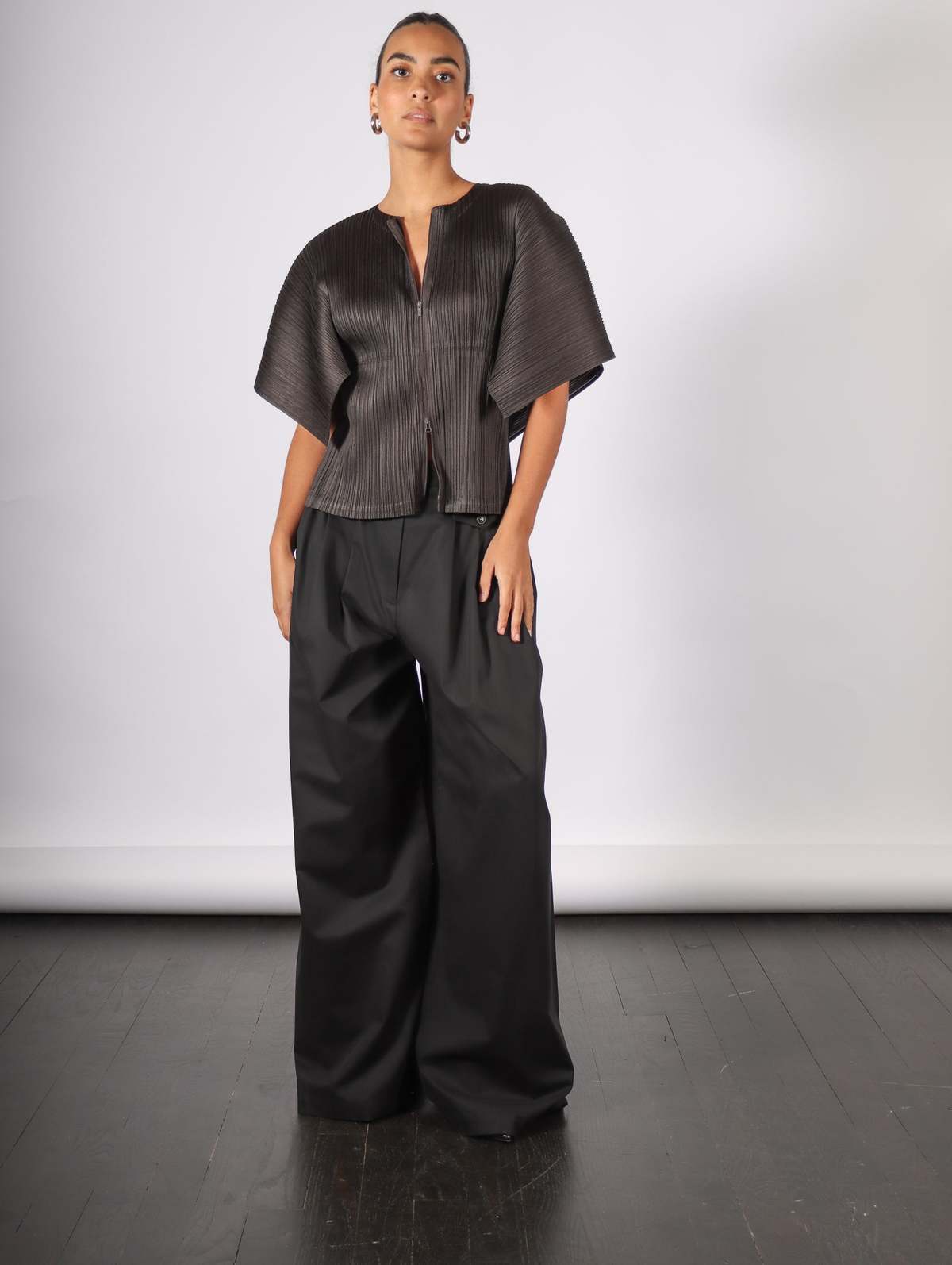 Pleats Please by Issey Miyake Monthly Colors August Top - Charcoal 