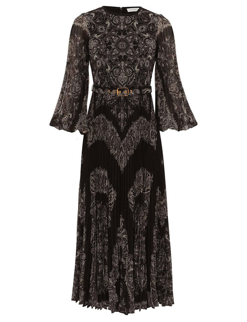 Zimmermann Sunray Long Sleeve Midi Dress - Black Paisley | Garmentory