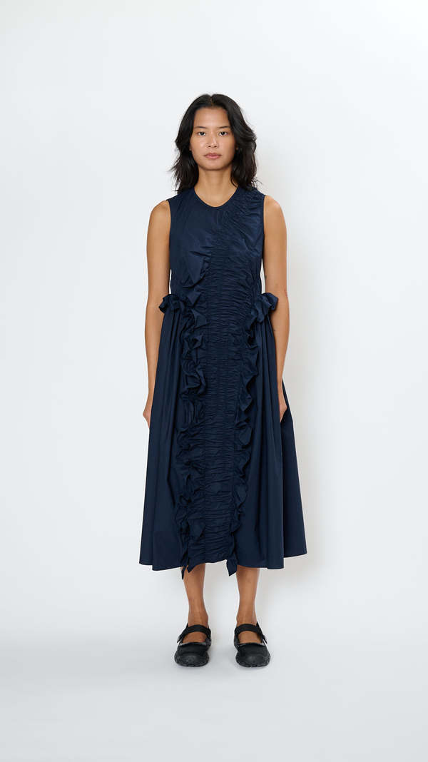 cecilie bahnsen blue dress Cecilie Bahnsen // Blue Karmen Silk-Organza Midi Dress  VSP Consignment