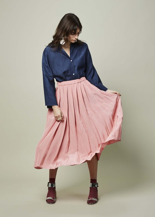 Sara Lanzi Viscose Pleated Skirt - Pink Sara Lanzi Viscose Pleated Skirt - Pink