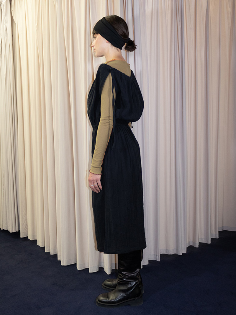 base range(ベースレンジ) Diph Dress Black Black Diph Midi Dress by Baserange on Sale