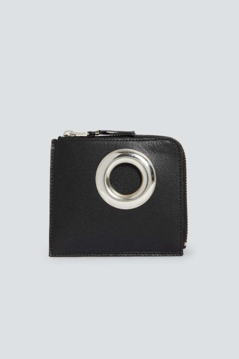 Comme des Garons Half Zip Silver Eyelet Wallet - Black