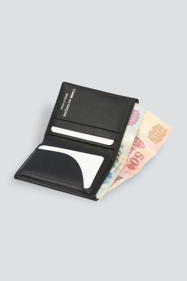 Comme des Garçons Silver Eyelet Leather Wallet - Black/Silver