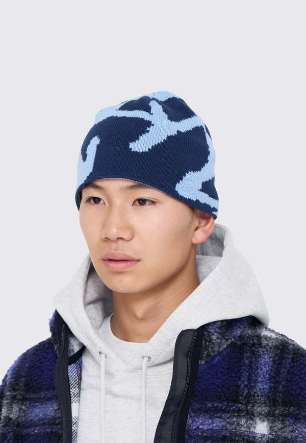 Gramicci Burly Runningman Beanie - Splatter Blue | Garmentory