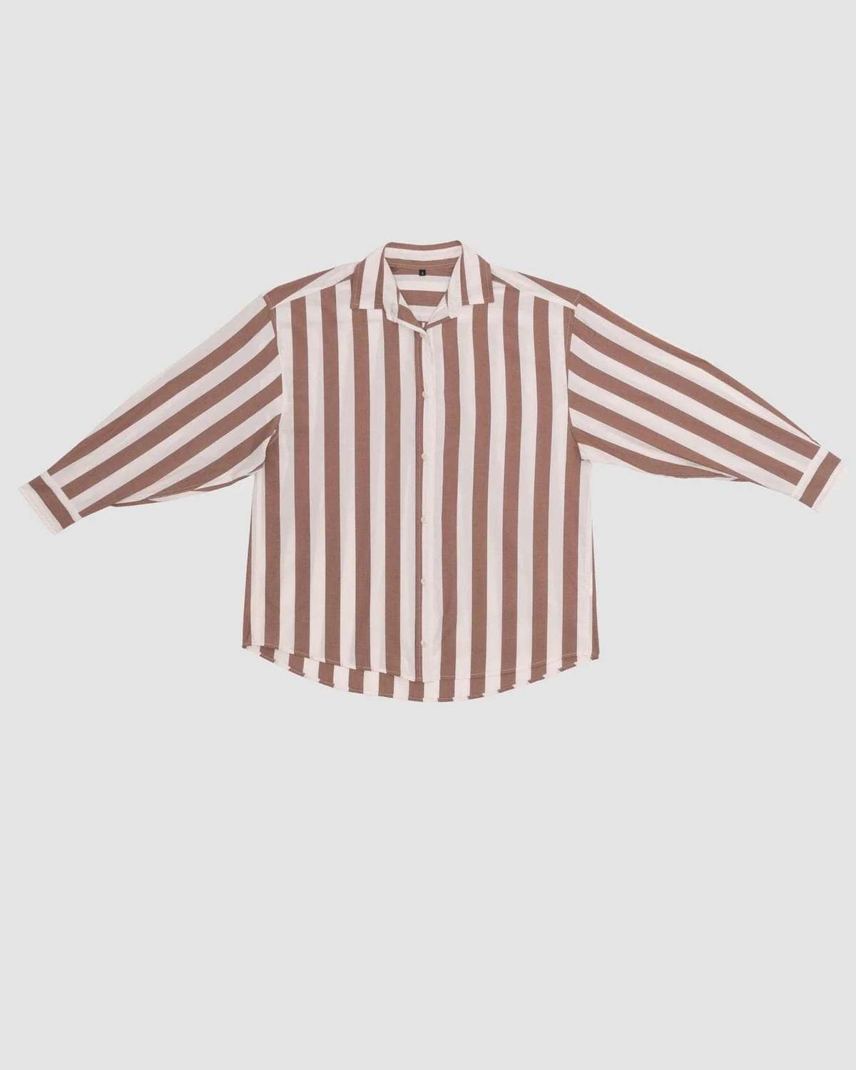 Baserange Loose Ole Shirt - Brown/White Stripe | Garmentory