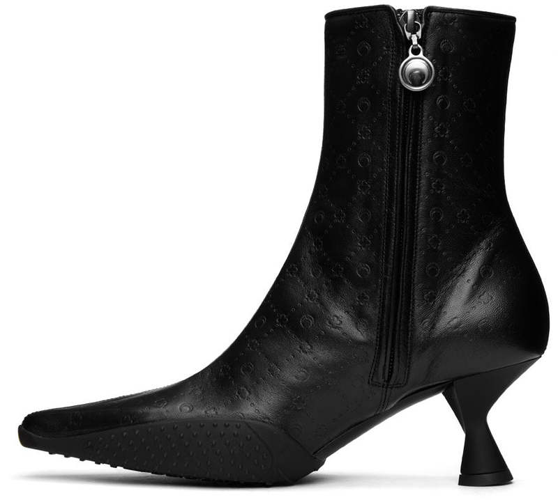 ミドルブーツ MARINE SERRE Women Boots WFW041A CJER0053IT99 Black MARINE SERRE Leather Ankle Boots - Black | Garmentory