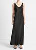 Vince Satin V-Neck Maxi Dress - Black - Thumbnail 1
