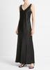 Vince Satin V-Neck Maxi Dress - Black - Thumbnail 3