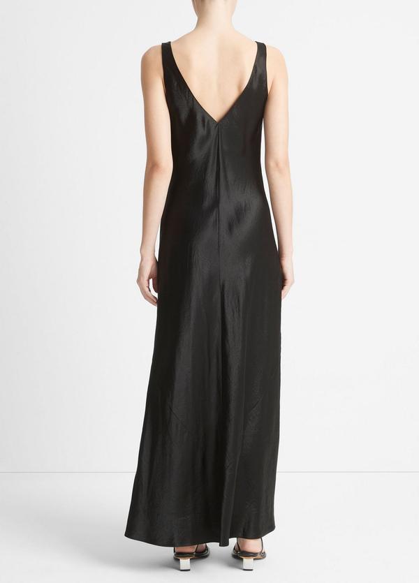 Vince Satin V-Neck Maxi Slip Dress In Black, Size S Vince Satin V-Neck Maxi Slip Dress In Black, Size S