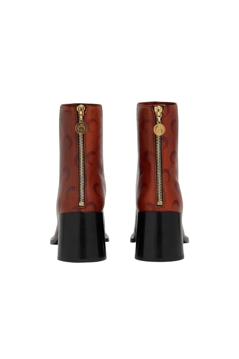 ショートブーツ・ブーティ Airbrushed boots - Marine Serre - Leather - Brown Marine Serre Airbrushed Crescent Moon-print Boots In Brown