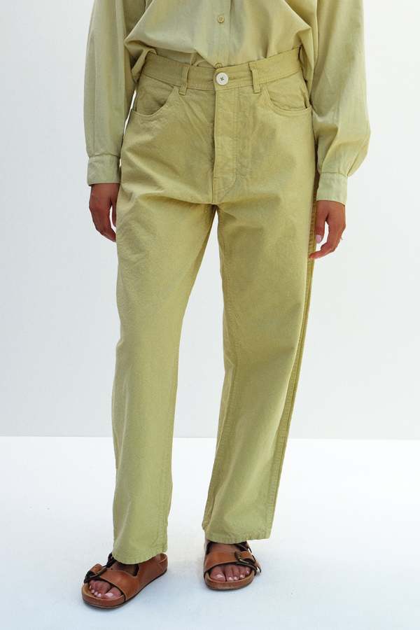 JESSE KAMM ハイウエスト ワイドレッグパンツ カーキ JESSE KAMM ハイ