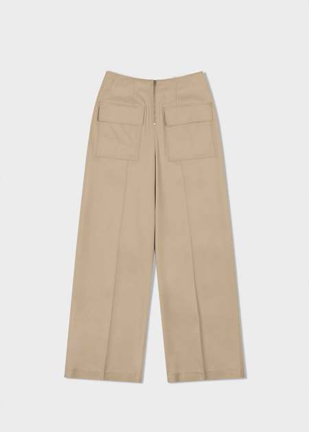 LOW CLASSIC Wide-Leg Shirred Pants - Beige | Garmentory