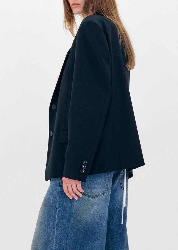 [LOW CLASSIC] / ☆ 24SS OVERSIZED 3-BUTTON WOOL BLAZER/BLACK LOW CLASSIC SS24 Oversized Boxy Blazer - Black | Garmentory