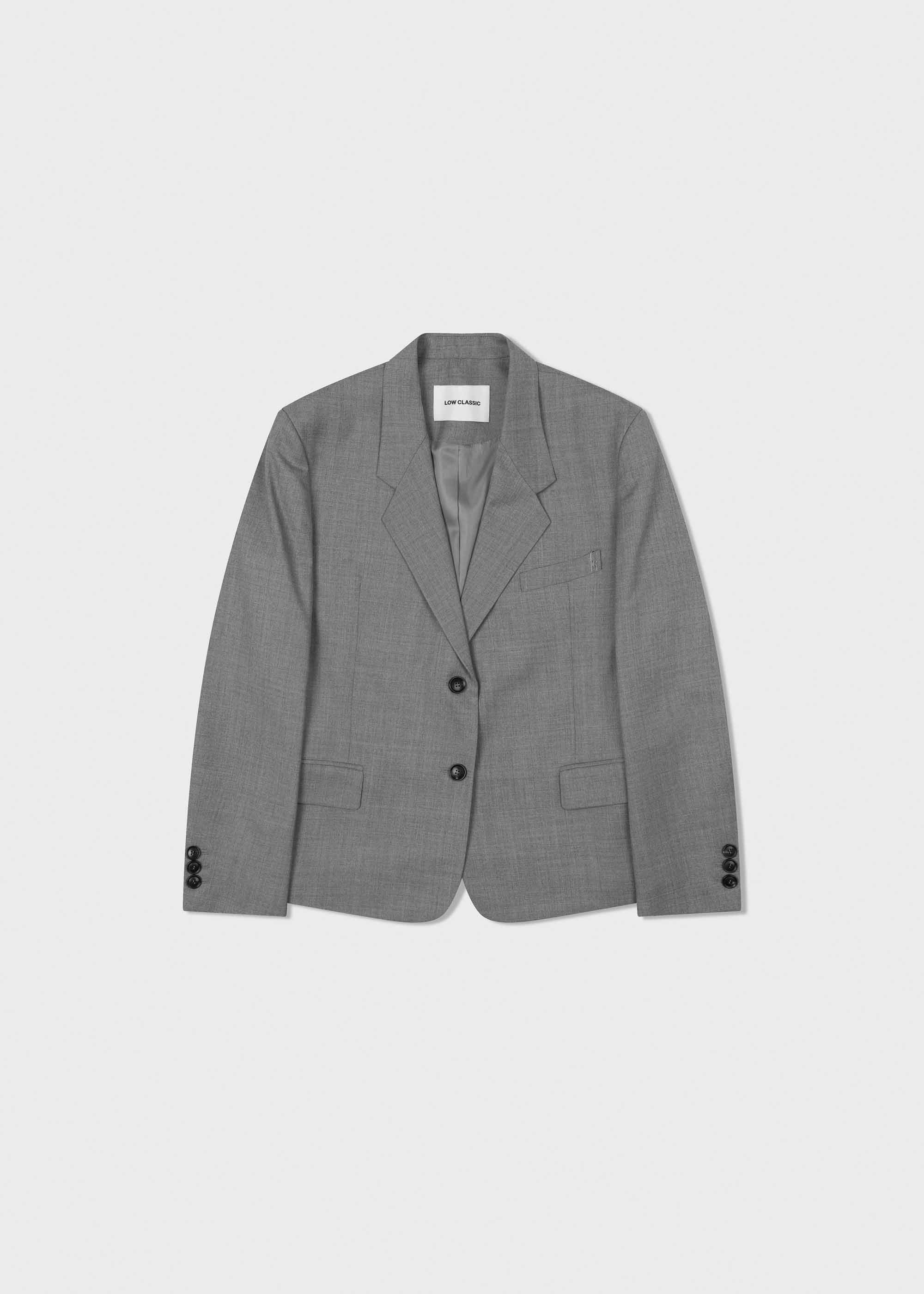 [LOW CLASSIC] / ☆ 24SS OVERSIZED 3-BUTTON WOOL BLAZER /GREY LOW CLASSIC SS24 Oversized Boxy Blazer - Grey | Garmentory