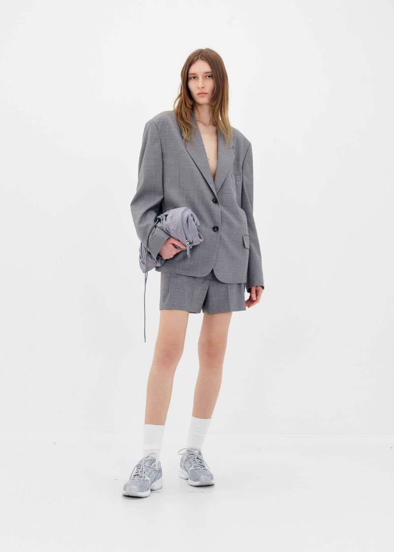 [LOW CLASSIC] / ☆ 24SS OVERSIZED 3-BUTTON WOOL BLAZER /GREY LOW CLASSIC SS24 Oversized Boxy Blazer - Grey | Garmentory
