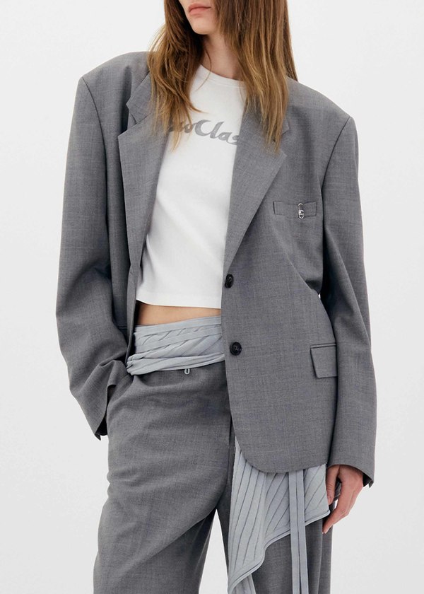 LOW CLASSIC SS24 Oversized Boxy Blazer - Grey | Garmentory
