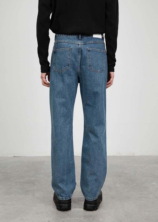 AMOMENTO Straight Fit Jeans - Mid Blue | Garmentory