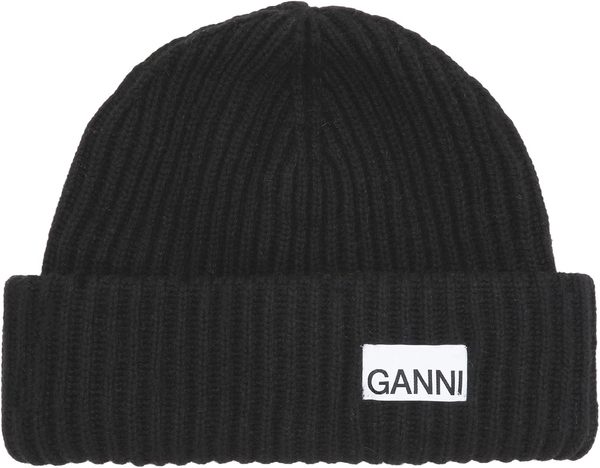Ganni Structured Rib Beanie - Black | Garmentory