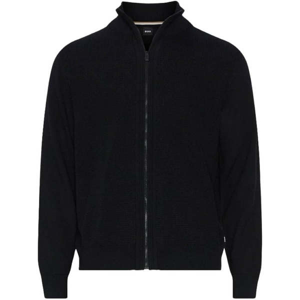 Hugo Boss Daveto 100% Wool Full Zip Sweater - Black | Garmentory