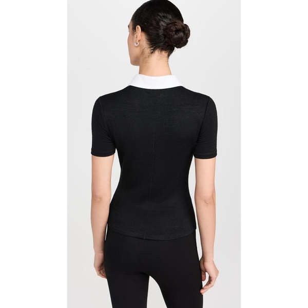 rag & bone The Knit Button Short Sleeve Polo - Black
