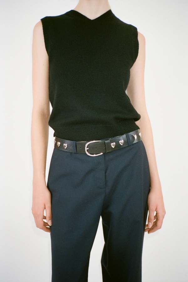 Sandy Liang Rivetto Belt in Silver Sandy Liang Rivetto Belt - Black/Silver | Garmentory main image 2