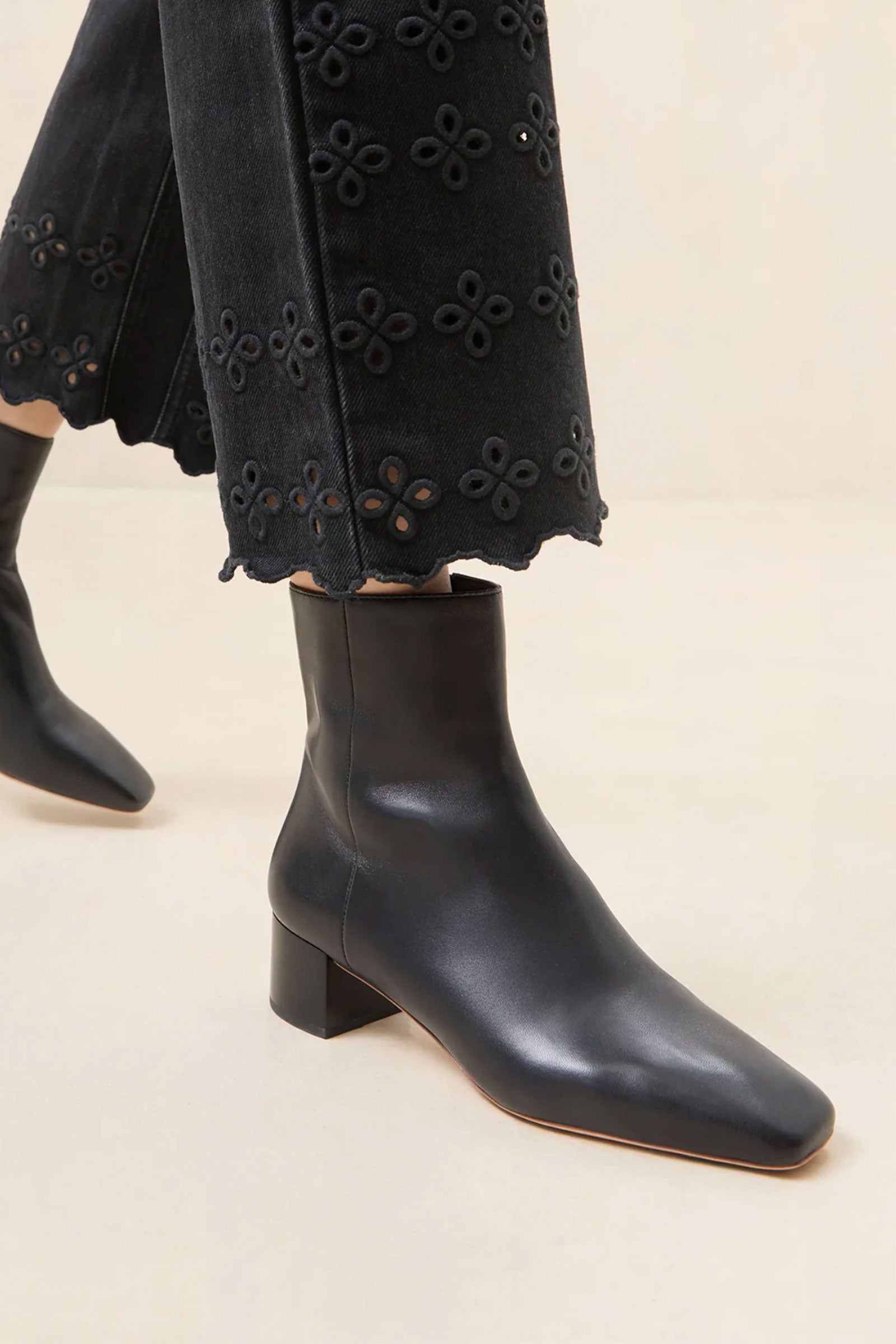 Loeffler Randall Ginny Square Toe Ankle Boot - Black | Garmentory