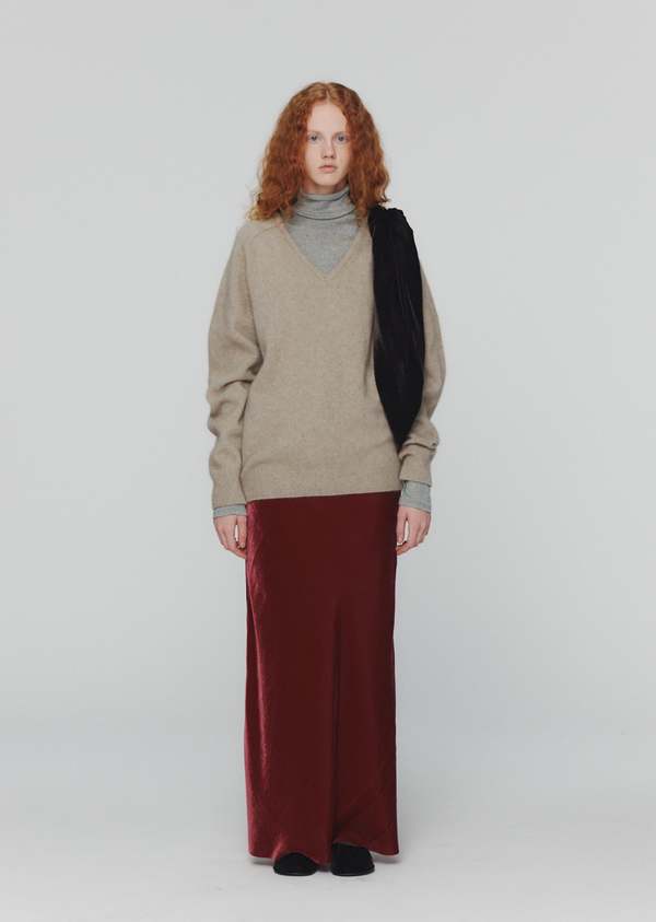 Amomento Racoon V Neck Knit - Beige | Garmentory