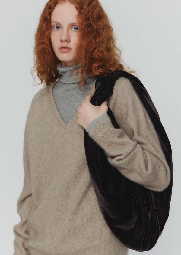 Amomento Racoon V Neck Knit - Beige | Garmentory