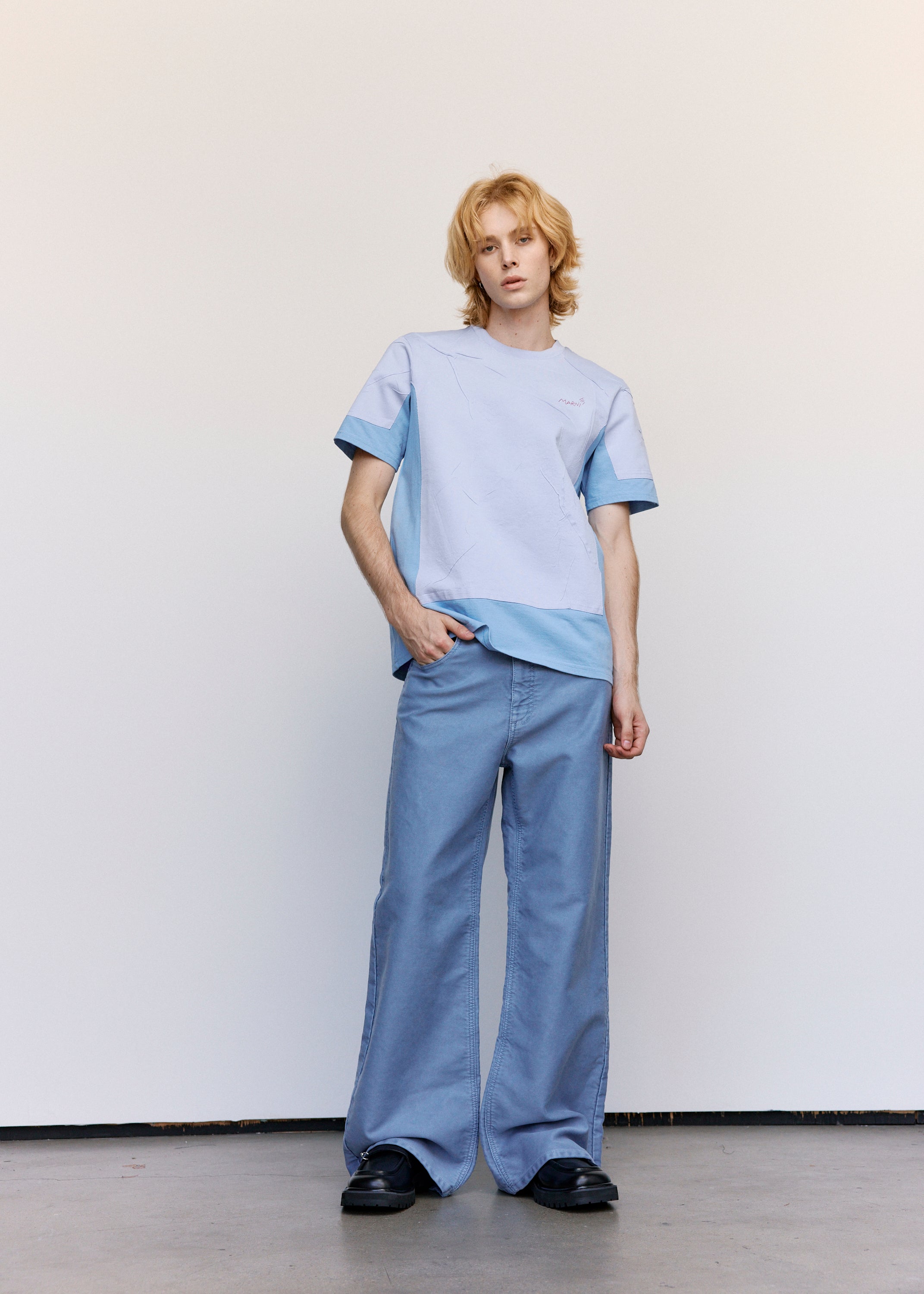 Marni Moleskin Wide Pants - French Blue Washed | Garmentory