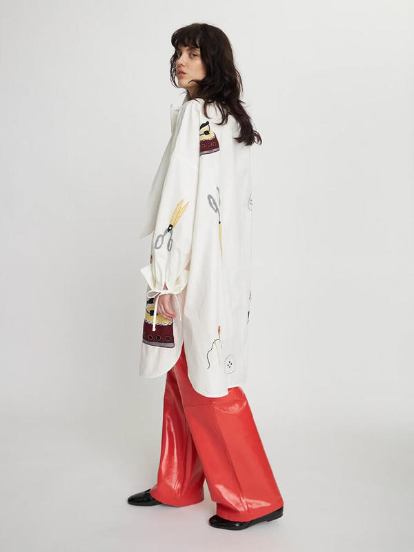 lace embroidered prom dress STELLA NOVA Coloured Embroidered Oversized Shirt