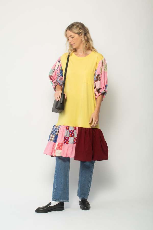 Vintage Re Worked Vintage Tee Dress - Yellow | Garmentory Vintage Re Worked Vintage Tee Dress - Yellow | Garmentory