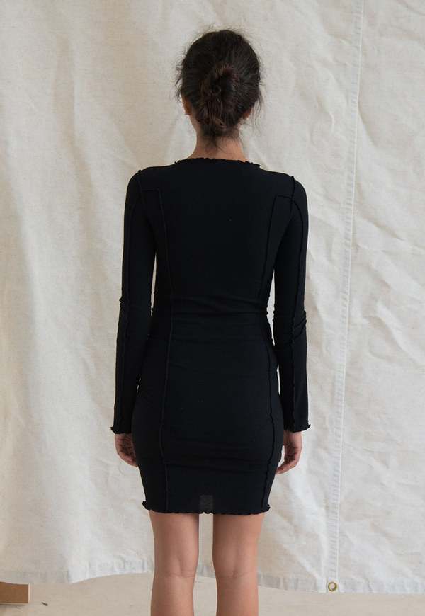 Baserange Omato Long Sleeve Dress - Black