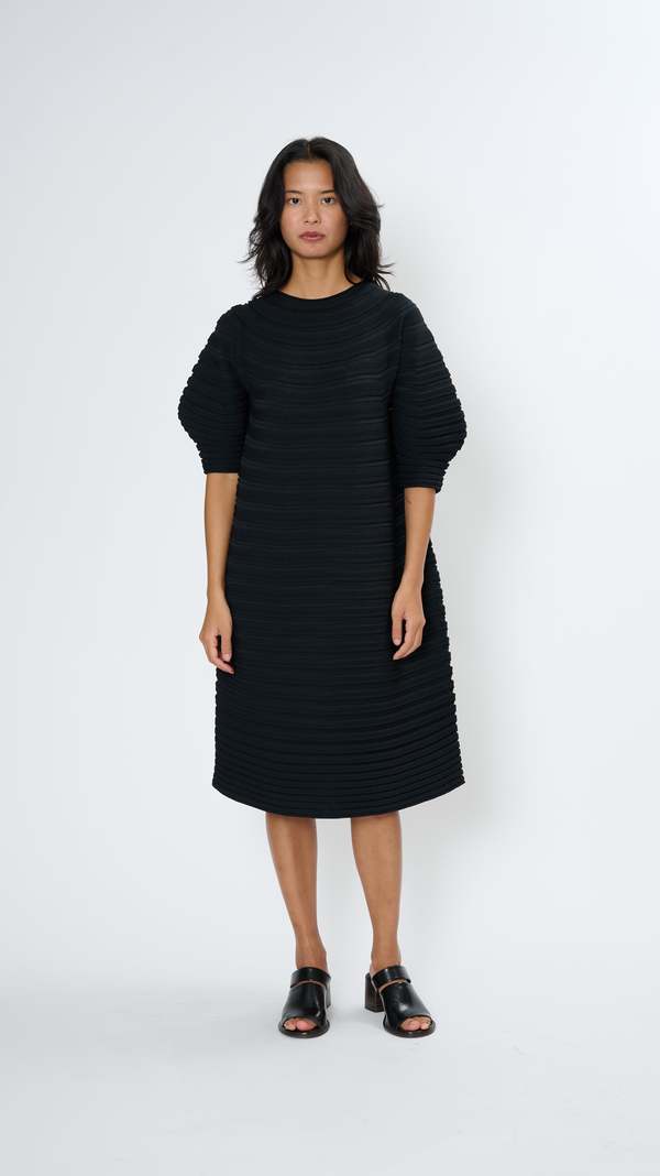 Pleats Please by Issey Miyake Mushroom Knit Dress - Black | Garmentory