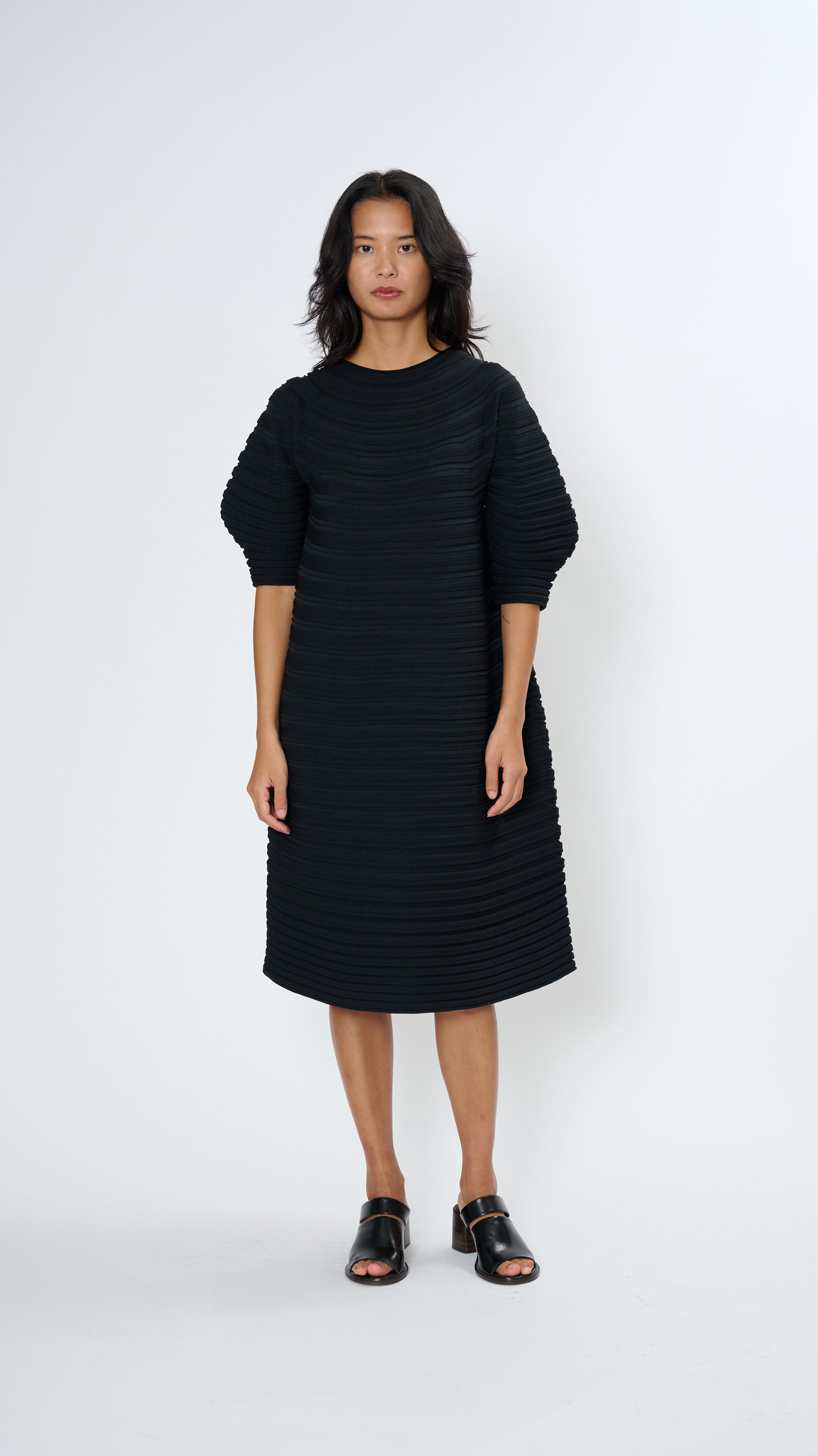 Pleats Please by Issey Miyake Mushroom Knit Dress - Black