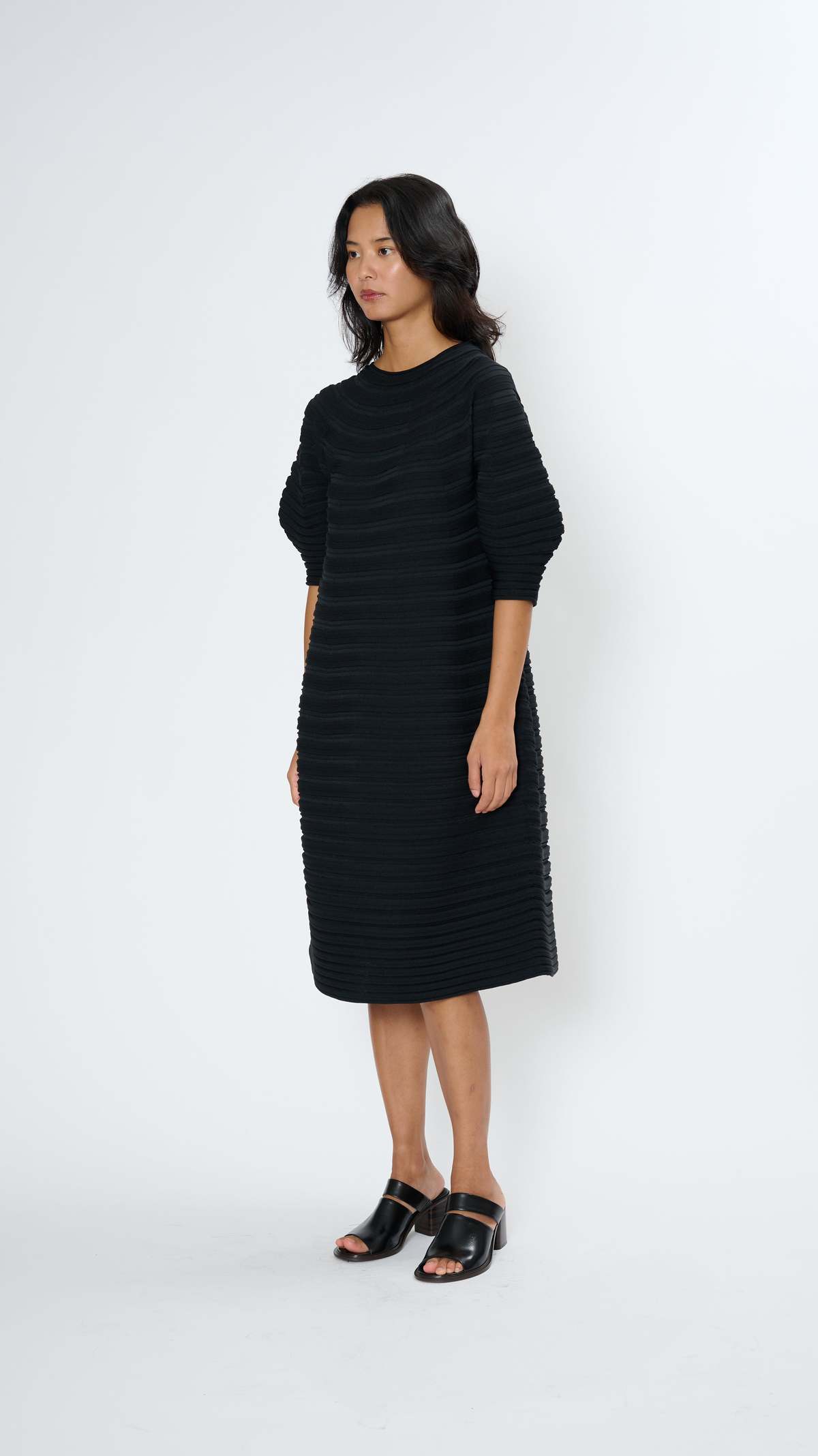 Pleats Please by Issey Miyake Mushroom Knit Dress - Black