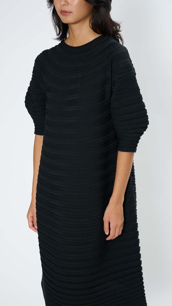 Pleats Please by Issey Miyake Mushroom Knit Dress - Black | Garmentory