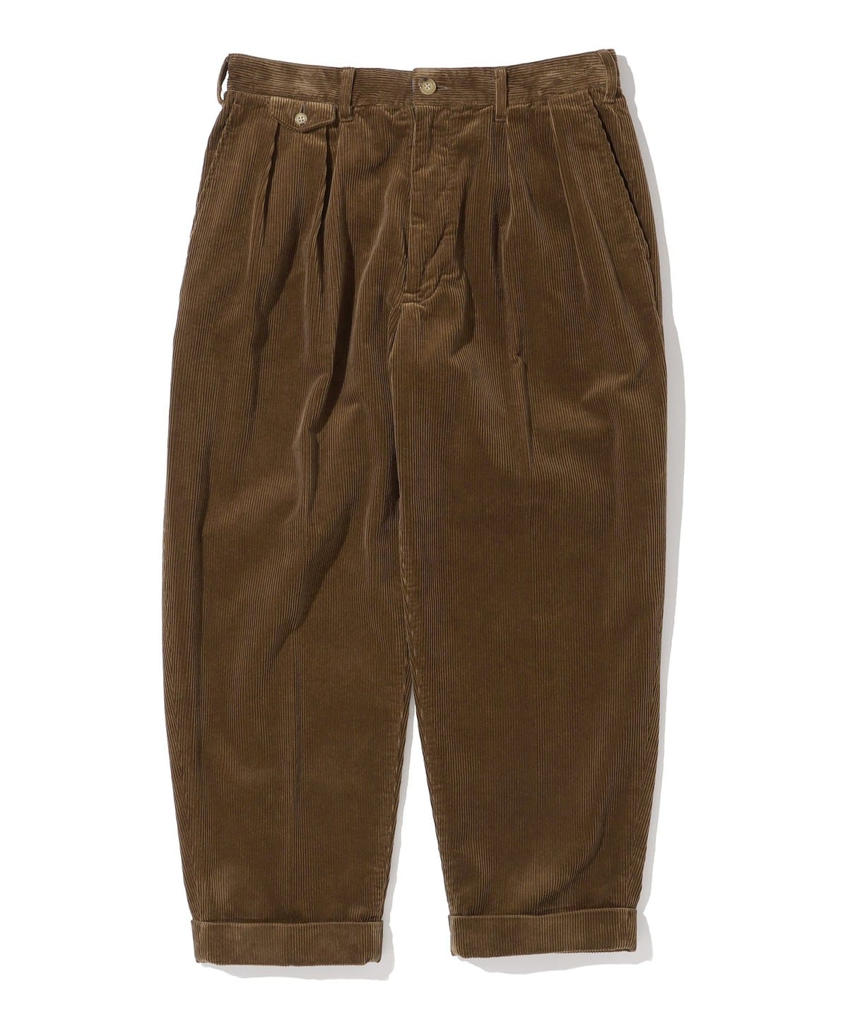Beams Plus 2 Pleats Tapered Corduroy Trousers - Golden Brown