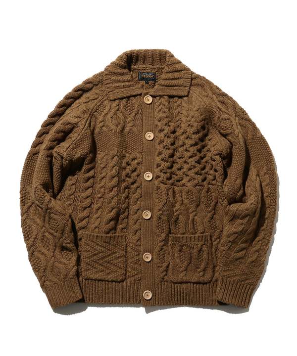 Beams Plus Alan Patchwork Cardigan - Brown | Garmentory