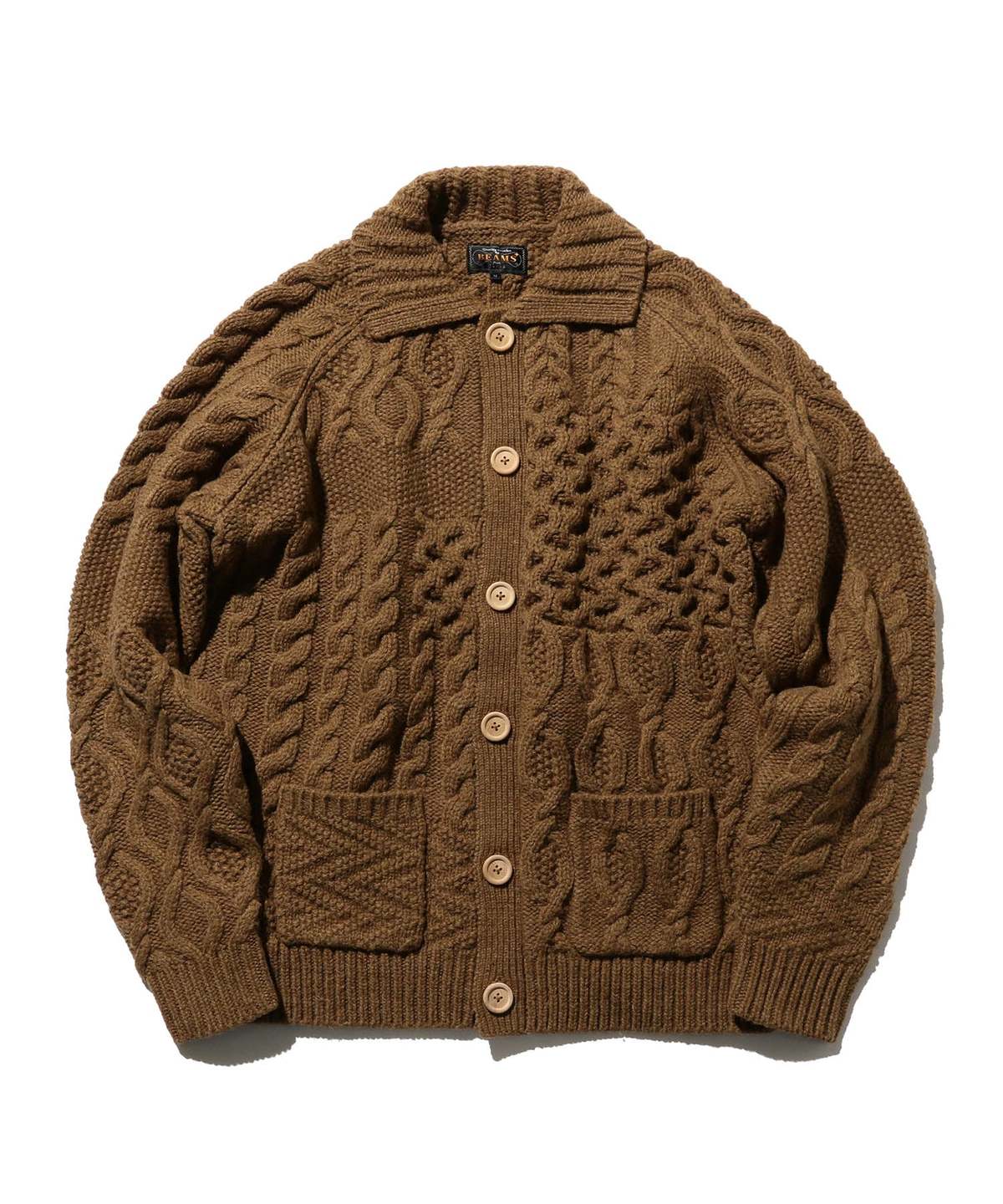 Beams Plus Alan Patchwork Cardigan - Brown | Garmentory