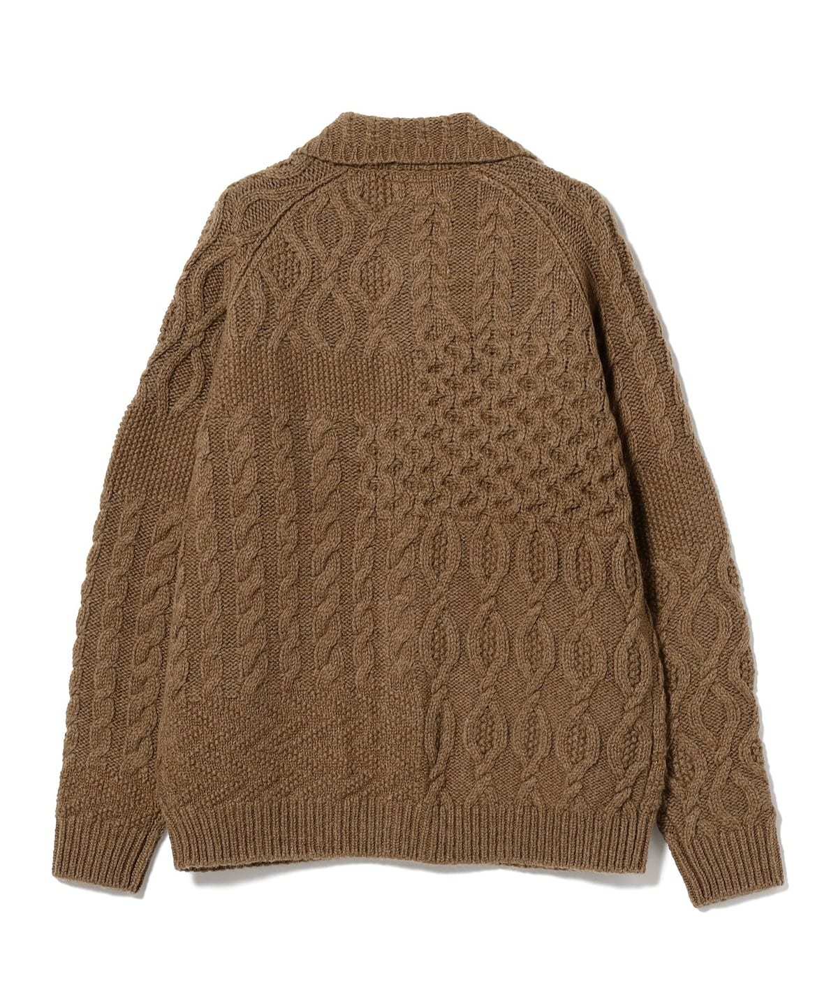 Beams Plus Alan Patchwork Cardigan - Brown | Garmentory